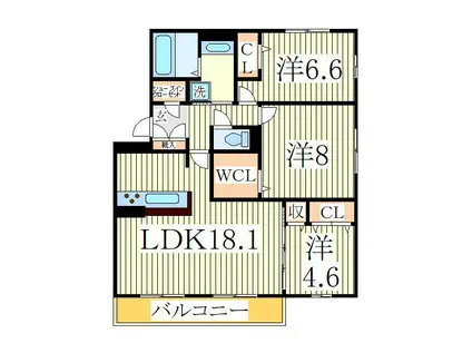 ティアラI(3LDK/3階)の間取り写真