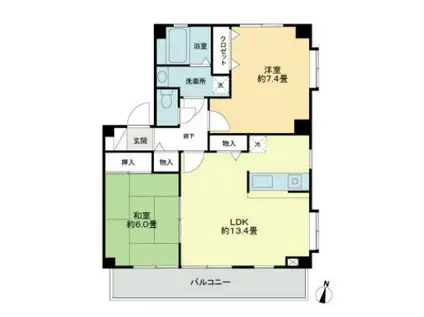 フォブール善導寺(2LDK/1階)の間取り写真