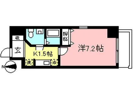 ロジェ府中(1K/8階)の間取り写真