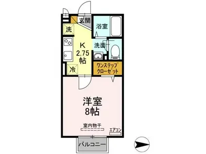 ルミエールI(1K/2階)の間取り写真