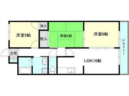 クレセント桜島(3LDK/1階)の間取り写真