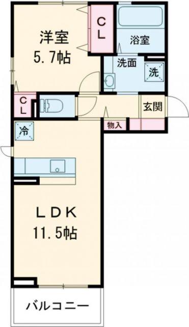 D-ROOM須屋(1LDK/3階)の間取り写真