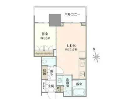 ブランズタワー芝浦(1LDK/11階)の間取り写真