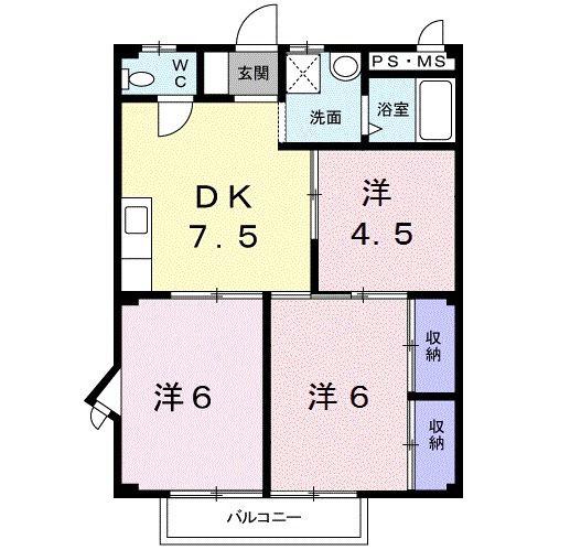 メゾンむつ美(3DK/2階)の間取り写真