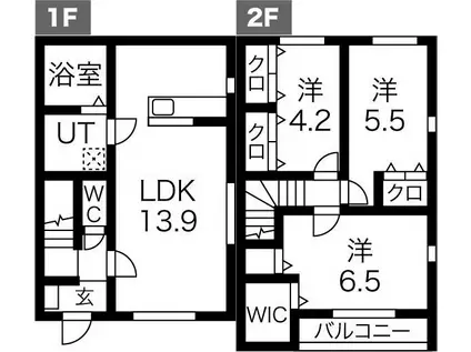 GRANDIR木更津II棟(3LDK/1階)の間取り写真