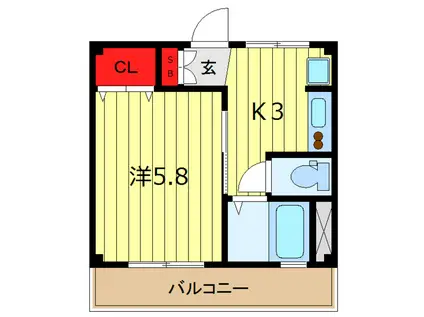 田端新町1丁目ビル(1K/3階)の間取り写真