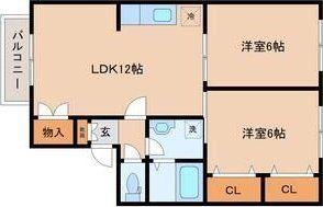 ブーケ・ド・ツルマキF(2LDK/2階)の間取り写真