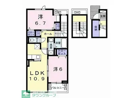 イーストフィールドII(2LDK/3階)の間取り写真