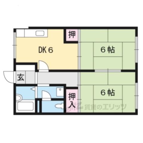 藤井ハイツ(2DK/2階)の間取り写真