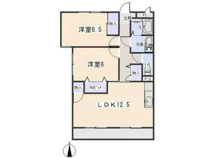 マンションヒルトップ(1SLDK/2階)の間取り写真