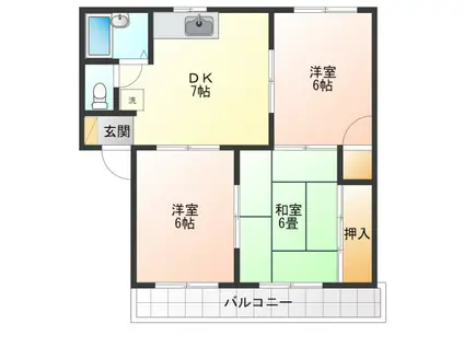 ヴィラフィオーレ(3DK/2階)の間取り写真