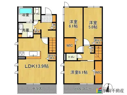 AVENIRCOURA棟(3LDK/1階)の間取り写真