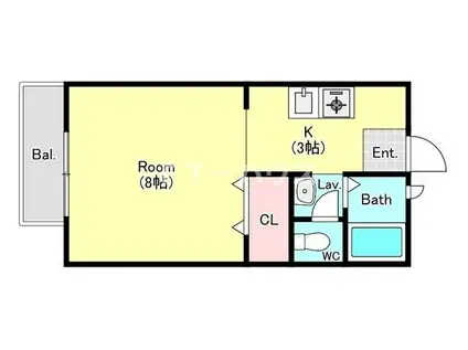 パナハイツ三山A館・B館(ワンルーム/2階)の間取り写真