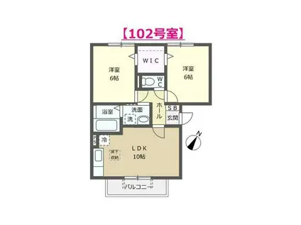 ルミエールA(2LDK/1階)の間取り写真