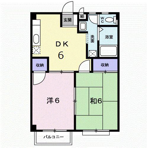 リベルテ吉田(2DK/2階)の間取り写真
