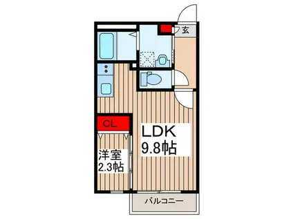 ボナールI(1LDK/1階)の間取り写真