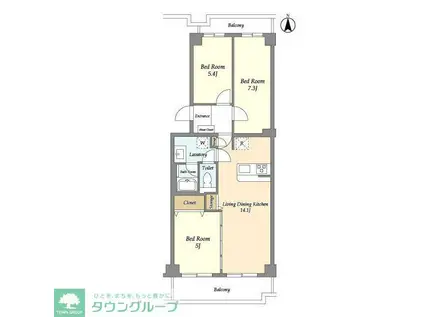 コンフォリア竹ノ塚イースト(3LDK/6階)の間取り写真