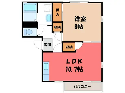 ロジュマンC(1LDK/1階)の間取り写真