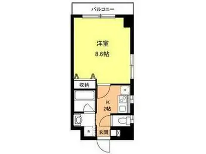 ヴァンクール(1K/4階)の間取り写真