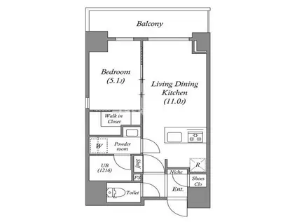 JPNOIE上町台龍造寺(1LDK/3階)の間取り写真