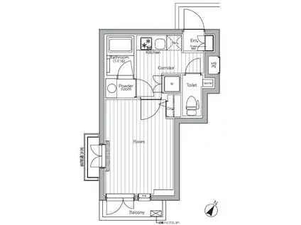PREMIUMCUBE都立大学♯MO(1K/1階)の間取り写真
