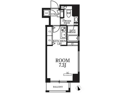 ヴァルトパーク南大井(1K/2階)の間取り写真