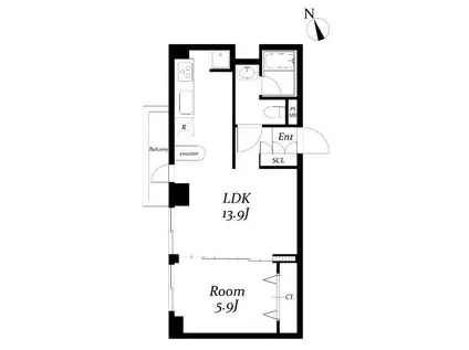 西麻布アネックス(1LDK/3階)の間取り写真