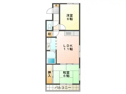 アベニュー長嶋(2LDK/1階)の間取り写真