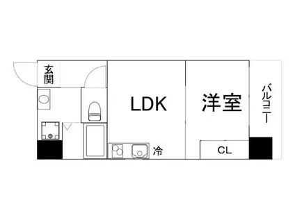 アクアスイート南森町(1DK/9階)の間取り写真