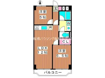 エクロール蓮根(2LDK/5階)の間取り写真