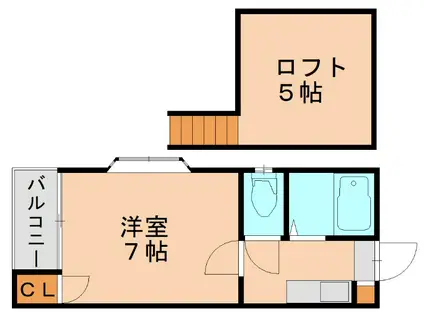 ニューライフ博多(1K/2階)の間取り写真