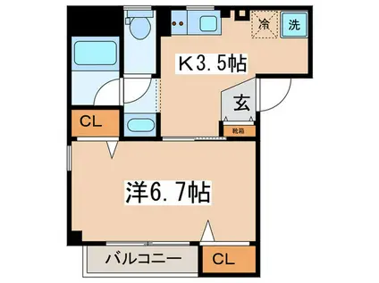 バレンシアコート(1K/3階)の間取り写真