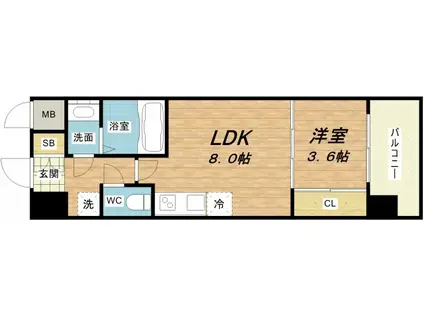 セレニテ北久宝寺(1LDK/12階)の間取り写真