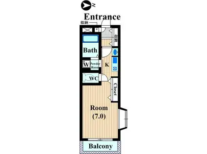 エスポワールIII(1K/3階)の間取り写真