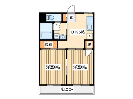 イソマ第2ハイツ(2DK/1階)の間取り写真