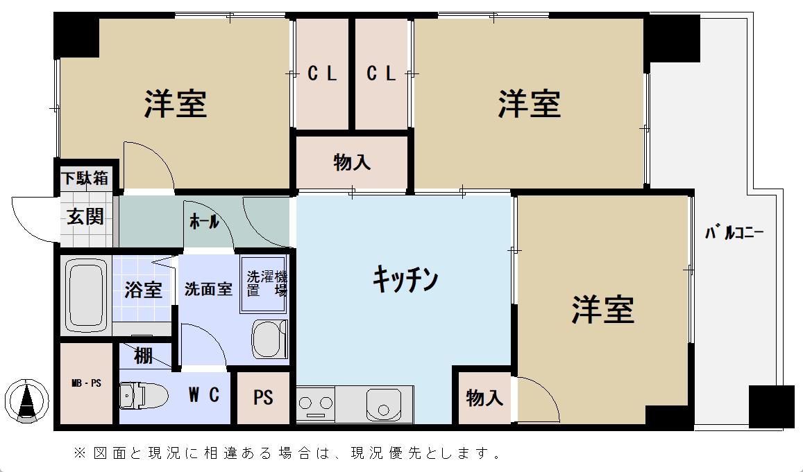 第3若草ビル(3DK/3階)の間取り写真