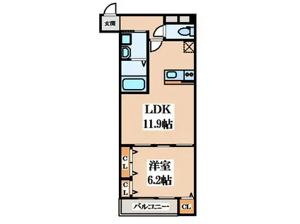 フジパレス鴻池新田V番館(1LDK/3階)の間取り写真