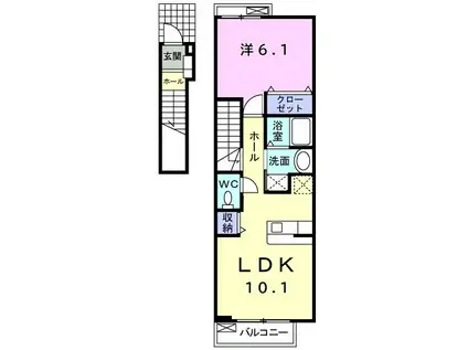 レジュイール(1LDK/2階)の間取り写真