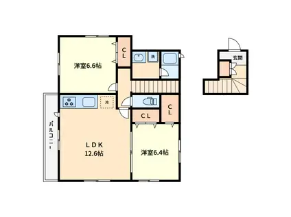 グランドアスターIII(2LDK/2階)の間取り写真