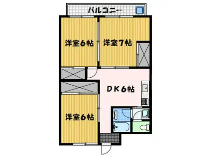 サンフラワー宿町(3DK/4階)の間取り写真