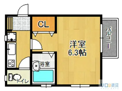 クオリティ宝塚(1K/2階)の間取り写真