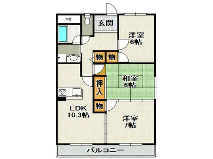 サニーハイツ(3LDK/2階)の間取り写真