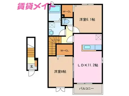 アムール(2LDK/2階)の間取り写真