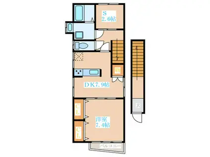 メゾンプライム北新宿(1SDK/2階)の間取り写真