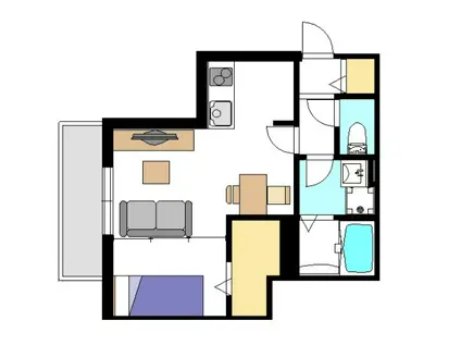 アルカディア萬代(1LDK/1階)の間取り写真