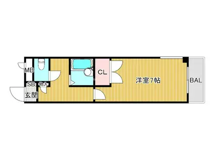 レインボー山崎(1K/5階)の間取り写真