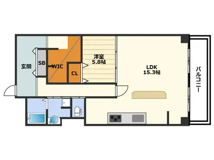 サンハイム中津(1LDK/4階)の間取り写真