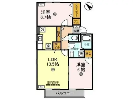 ヴィクトワール(2LDK/1階)の間取り写真