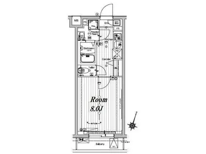 メイクスデザイン池袋パークサイド(1K/2階)の間取り写真