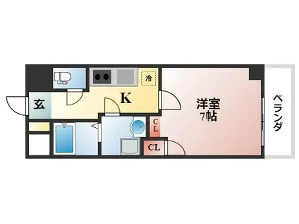 ウエスト東向日駅前(1K/5階)の間取り写真